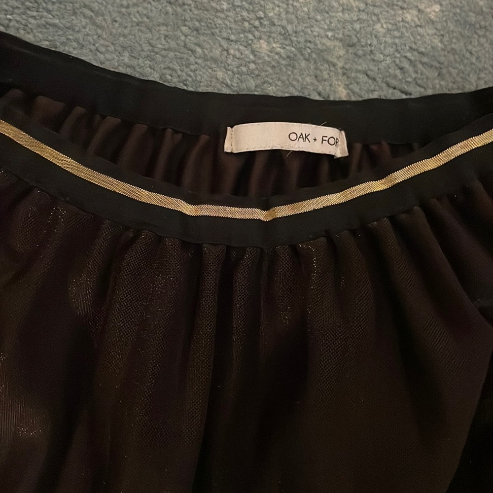 OAK + FORT Glossy Pleated Skirt in Brown